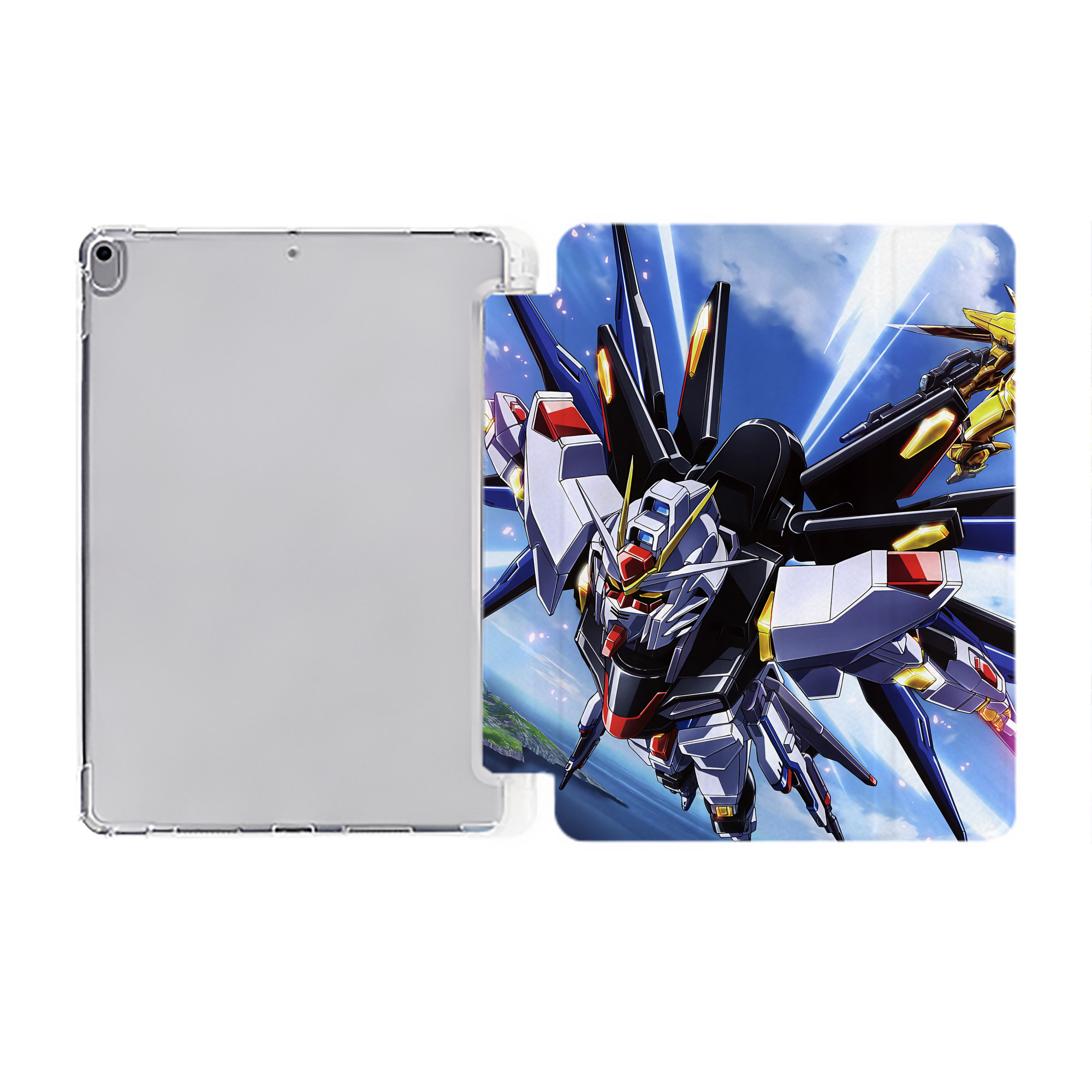 （画像用） 機動戦士ガンダム Mobile Suit Gundam IPad ケース ペン収納付き 三つ折りスタンド PUレザー×シリコン 対応機種9.5/10.5/10.9インチ